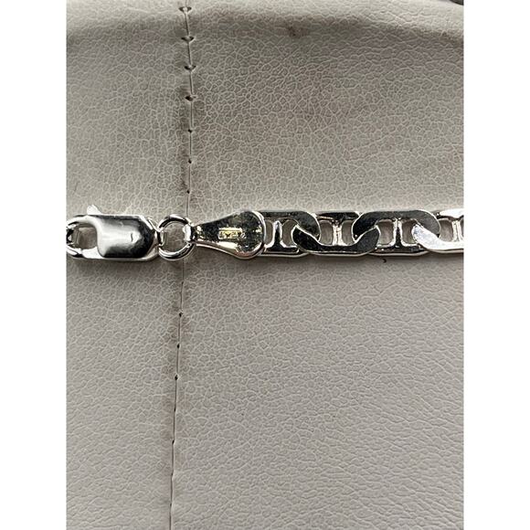 Sterling Silver 925 Italy Designer *1117 W Stamp Mariner Link Chain Necklace 24” - Picture 10 of 10
